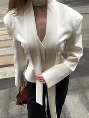 Блейзер с шарфом Tata, Молочный