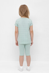 пижама  для девочки  К 1641/голубая дымка,двойная клетка