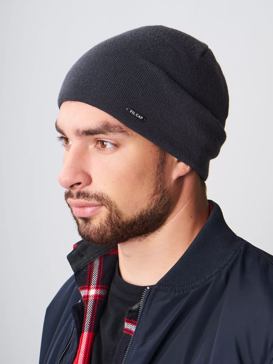 Шапка зимняя на флисе бини вязаная осень