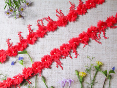 Кружево плетёное, ш. 8,5 см, коралловый