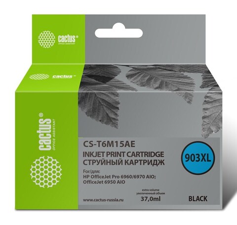 Картридж струйный Cactus CS-T6M15AE №903XL черный (37мл) для HP OJP 6950, 6960, 6970