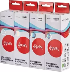 Набор чернил Sakura SIC13T00RBA (106 PB/С/M/Y) для Epson EcoTank ET-7700/7750; L7160/L7180, водорастворимый тип,  (фото-черный, голубой, пурпурный, желтый), 4 шт в наборе.