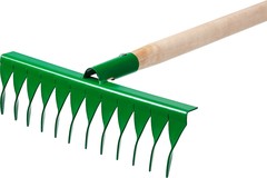 РОСТОК 370 x 100 x 1300 мм, 12 витых зубьев, рабочая поверхность из стали, покрытие краска, черенок деревянный высш. сорт, грабли (421900-12)