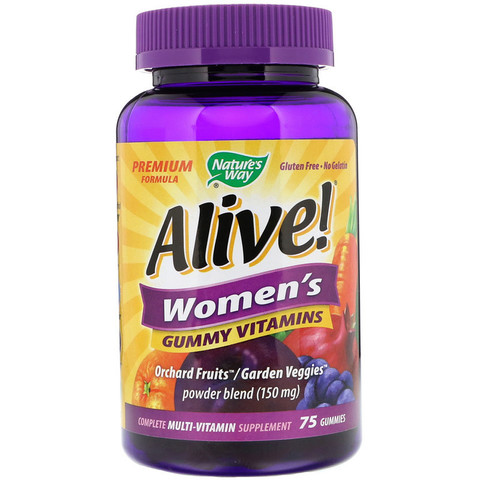 Nature's Way, Alive! Женские жевательные витамины, 75 мармеладок без желатина