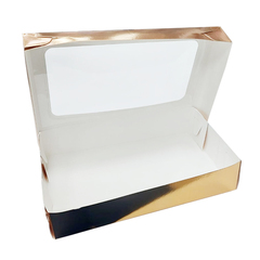 Коробка для эклеров с окошком 24х14х5 см Золото
