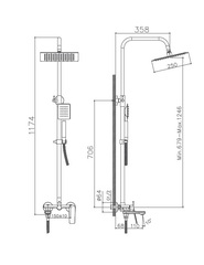 Стойка душевая со смесителем HAIBA HB24533-3 графит