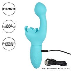 Голубой вибратор-кролик Rechargeable Butterfly Kiss - 