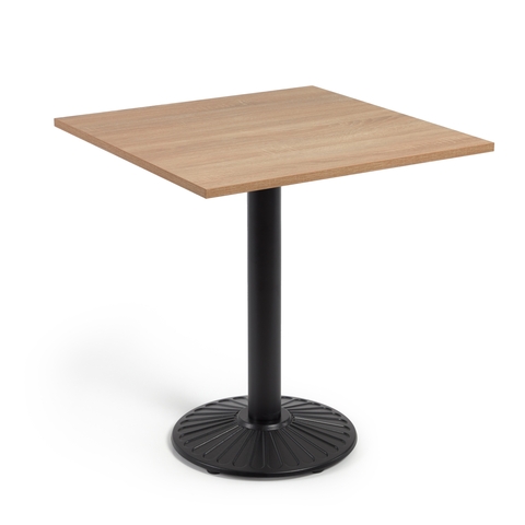 Tiaret Меламиновый стол с натуральной отделкой и черной металлической ножкой 69,5x69,5 см