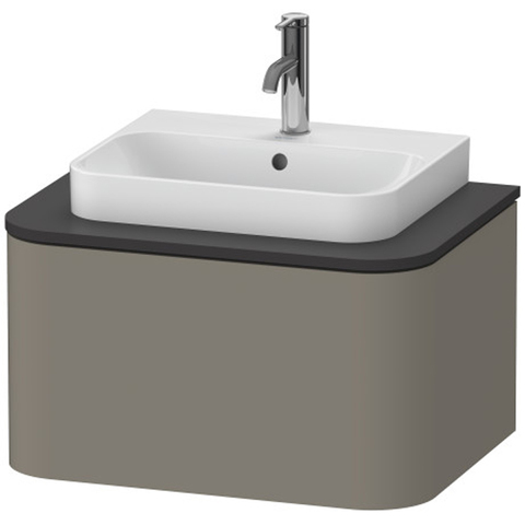 Duravit Happy D.2 Plus Столешница 16x650x480мм для тумбы #HP4940, HP4960 с вырезом под 1 раковину, цвет: graphite supermatt HP031B08080