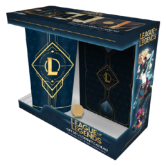 Набор подарочный League Of Legends Hextech logo Бокал + значок + Записная книжка