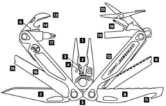Мультитул Leatherman Charge Plus G10 оранжевый, 19 функций (832782) | схематическое изображение инструментов