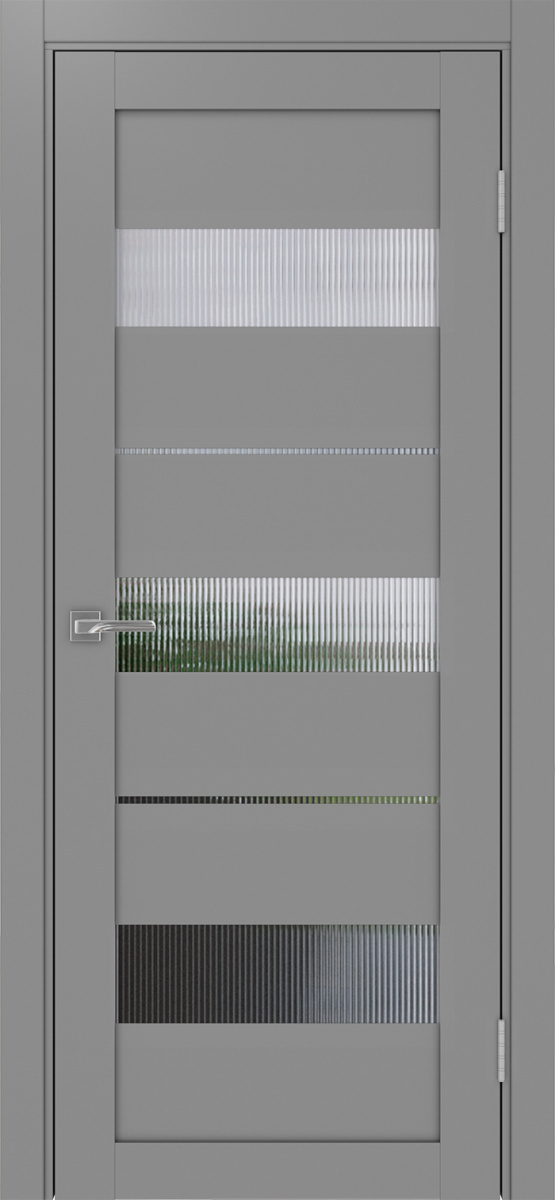 Дверь межкомнатная Оптима Порте Турин 526.122, цвет серый, экошпон, стекло мору