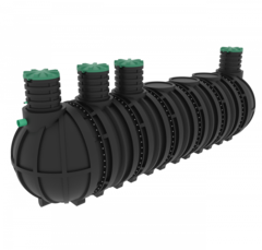 Септик переливной Мультпласт Профи М35 PR 35000 л. горизонтальный / 14000 л. в сутки / до 70 чел. / принудительный сброс (9150x2400x2400см;1 600кг;черный) - арт.561570