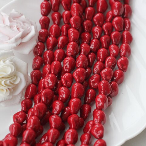 Майорка, имитация барочного жемчуга, красная 10*15 мм, 1 нить, МА111
