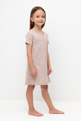 сорочка  для девочки  К 1156/бежевый,мини плюшевые мишки