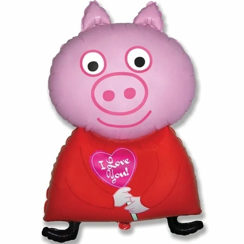 Шар фигура Поросёнок с сердечком