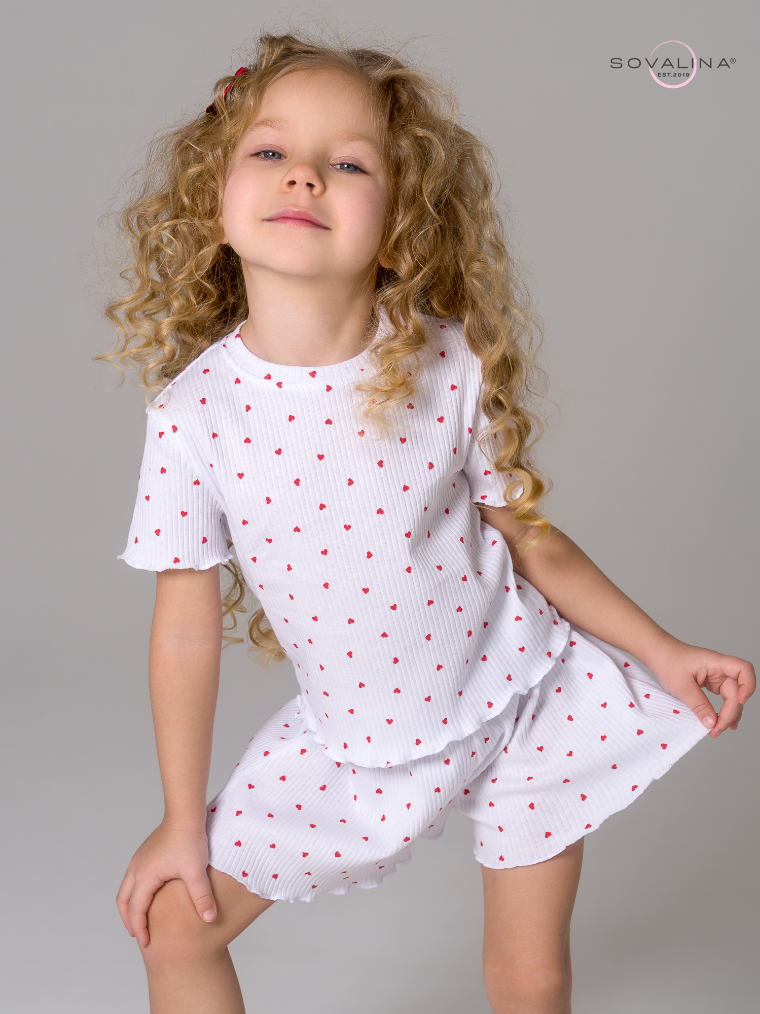 Пижама Элли мелкие красные сердечки