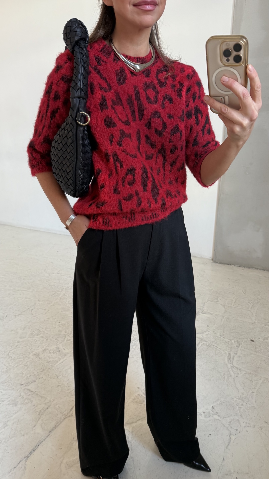 Свитер с леопардовым рисунком из смесовой альпаки PREMIUM QUALITY