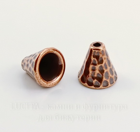 Шапочка - конус для бусины TierraCast "Hammertone" 8,5х8 мм (цвет-античная медь)