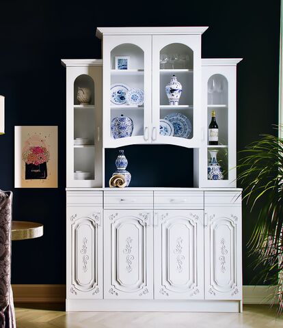 Буфет 4-х створчатый Лиза-2 (Белый глянец, Белый)