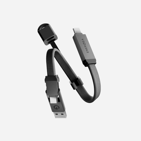 Кабель Energea Sheath 2 в 1, USB-C to Lightning / USB-C, 60W 15см, Темно-серый | Gunmetal
