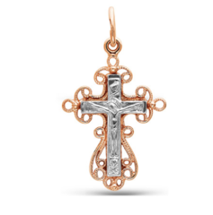 Крест православный нательный серебряный с позолотой арт. 530339Д