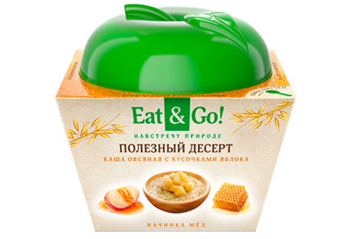 Каша овсяная с кусочками яблока и мёдом Eat&Go!, 225г