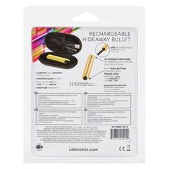 Золотистая вибропуля в чехле для хранения Rechargeable Hideaway Bullet - 7,5 см. - 