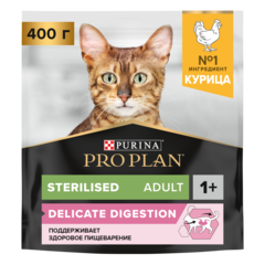 Pro Plan сухой корм для стерил кошек с чувствительным пищеварением (курица) 400 г
