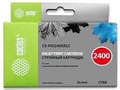 Картридж струйный Cactus CS-PGI2400XLC PGI-2400XLC голуб.пигм. (20.4мл) для Canon MAXIFY iB4040/ МВ5040/ МВ5340