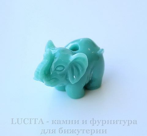 Бусина Коралл (искусств), "Слон", цвет - бирюзовый, 27х20х14 мм