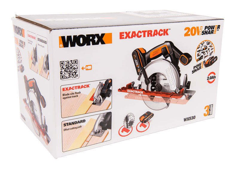 Дисковая пила аккумуляторная WORX WX530, 165мм, 20В, 2 Ач х1