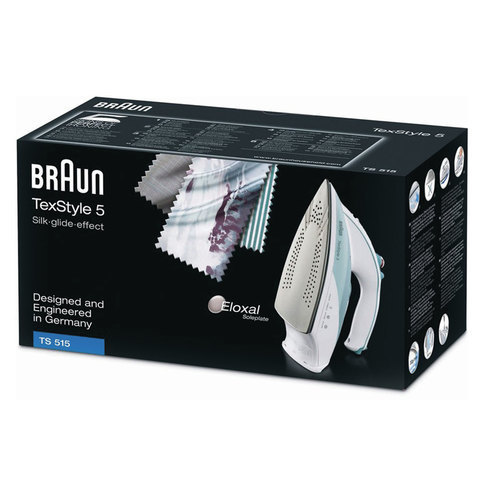 Утюг BRAUN TS515, 2000 Вт, антипригарное покрытие, самоочистка, антикапля, белый/зеленый