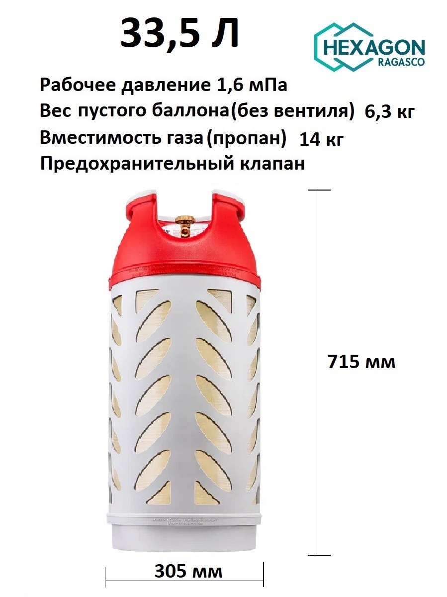 Композитный газовый баллон Ragasco LPG 33,5л. (Рагазко 33.5л) (Hexagon  Composites)