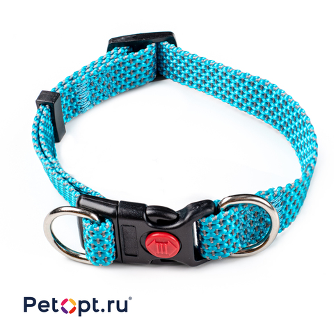 PetOpt Ошейник для собак светоотражающий синий нейлоновый  