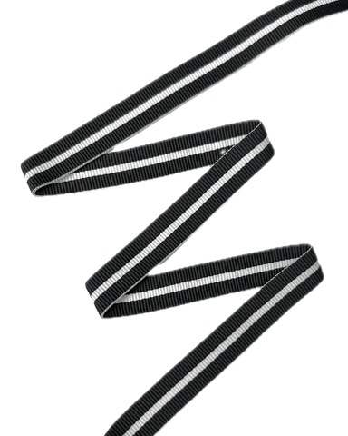 Репсовая лента в полоску, цвет: чёрный/белый, ширина: 15 мм