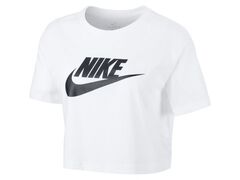 Женская теннисная футболка Nike Sportswear Essential Crop Icon W - white/black