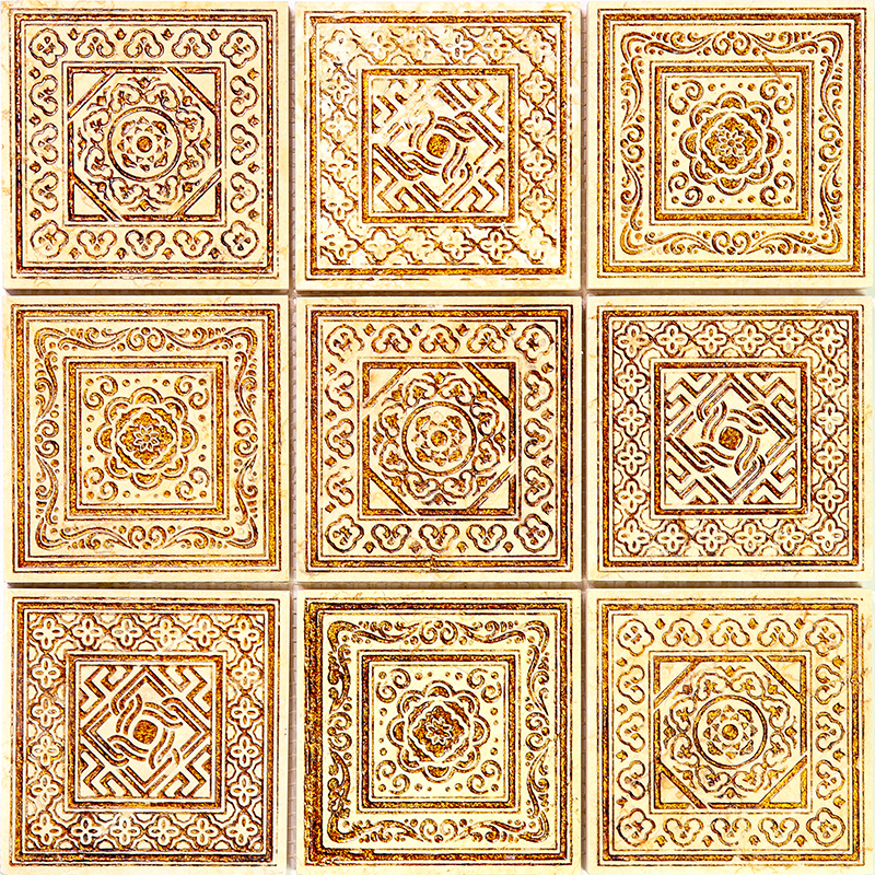 TRG-1 Плитка напольная мрамор Skalini Trafalgar золотой бежевый квадрат