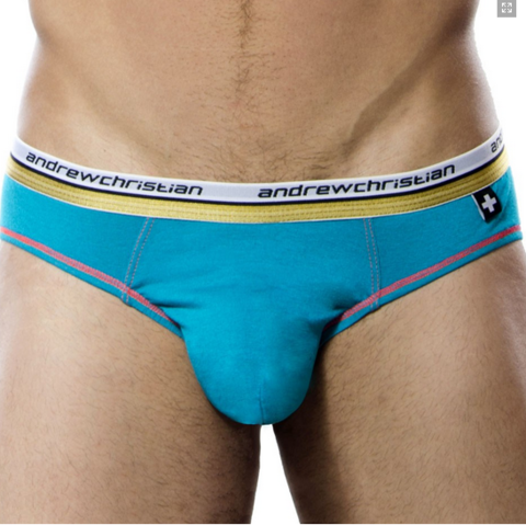 Мужские трусы слипы голубые Andrew Christian Vibe Brief Teal  AC3-M086