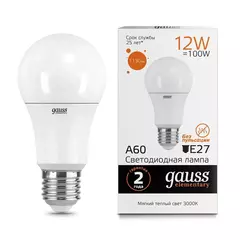 Лампа Gauss LED Elementary A60 12W E27 1130 lm 3000K 23212