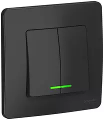 ВЫКЛ.2-кл.С/У подсветка, 10А 250B, АНТРАЦИТ BLNVS010516