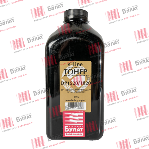 Тонер БУЛАТ s-Line DP1520, DP1820 для Panasonic DQ-TU10J, DQ-TU15E, DQ-TU10J (Чёрный, банка 420 г, 10000 стр.)