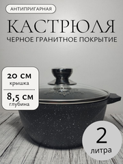 Кастрюля 2л с кр АП ГРАНИТblack в упак (7) 42802