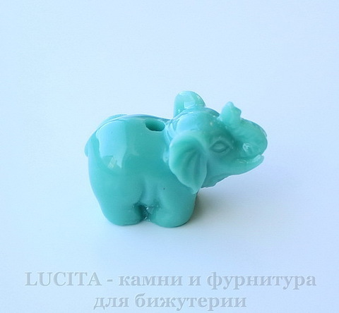 Бусина Коралл (искусств), "Слон", цвет - бирюзовый, 27х20х14 мм