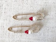 Булавки декоративные с жемчугом и стразами, р. 7х1,5 см