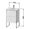Duravit XSquare Тумба напольная под раковину # 234453, 2 яшика, встроенные ножки с регулировкой по высоте, 592x510x418мм, цвет White High Gloss XS452102222