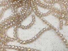 Бусины граненые Рондель, d 8 мм, 1 уп=10 нитей, 1 нить 40 см, бежевый AB