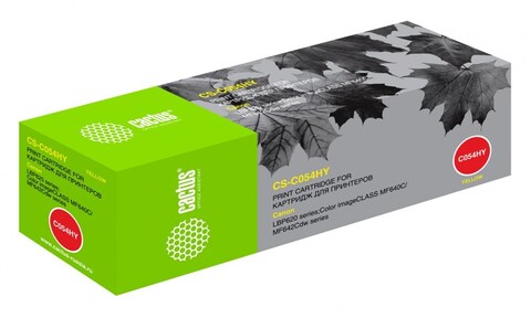 Картридж лазерный Cactus CS-C054HY 054 H Y желтый (2300стр.) для Canon LBP 621Cw, 623Cdw, 641Cw, 643Cdw