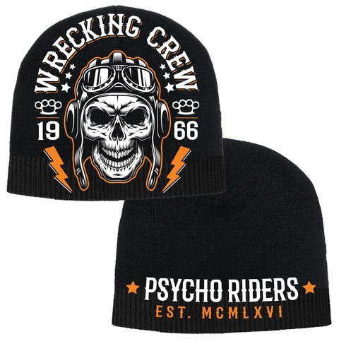 Rush Couture | Шапка мужская WRECKING CREW BEANIE Black RC202 с черепом перед и сзади