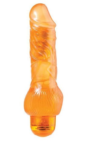 Оранжевый вибратор-реалистик JELLY JOY 7INCH 10 RHYTHMS ORANGE - 17,5 см. - Dream Toys Jelly Joy 20845